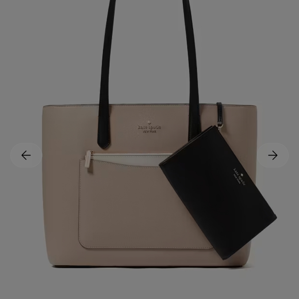 Kate Spade Beige And Black Tote With Pouch